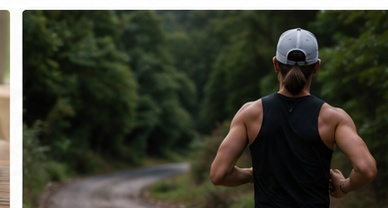 A runner on a quiet wooded trail