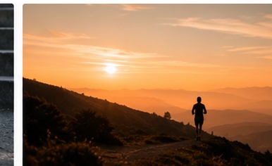 A runner at sunset on an open trail