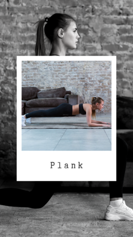 Woman holding a forearm plank on a mat, elbows under shoulders, body straight and parallel to the floor